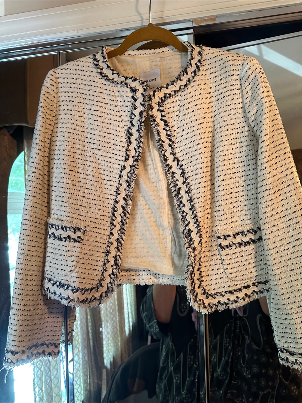 Moschino Ivory Tweed Jacket with Black Trim